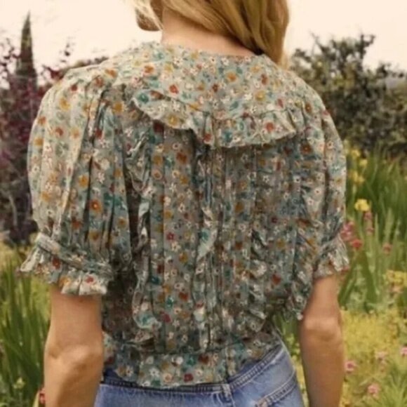 Doen Selma Top in Sarcelle Tasha Garden size XL NWT - Picture 3 of 11